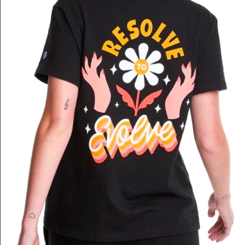 Champion x Steffi Lynn Resolve to Evolve Graphic Heritage Tee TShirt Embroidered